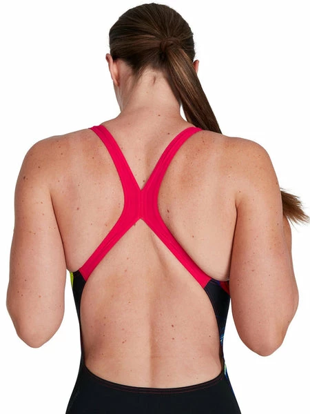 Speedo - Women's Swimsuit Placement Powerback Black/Purple - Image 2