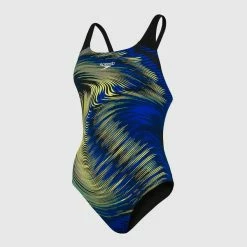 Speedo - Womens Swimsuit Placement Powerback Black/Blue