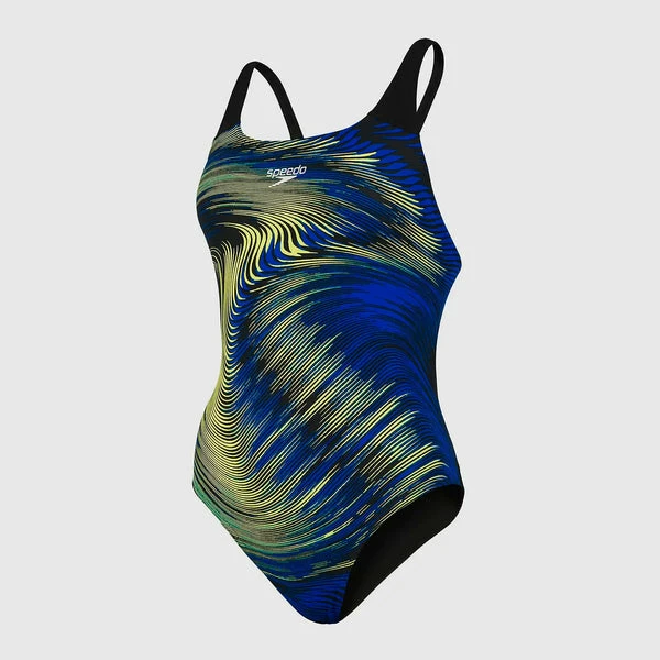 Speedo - Womens Swimsuit Placement Powerback Black/Blue
