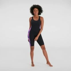 Speedo - Womens Swimsuit Panel Kneesuit Black/Pink