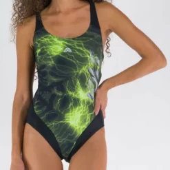 Aquarapid - Women's Swimsuit Aljoy Black/Fluo Green