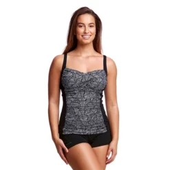 FUNKITA - Ladies Ruched Tankini Top Black Widow