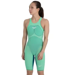 Speedo - Womens Lazer Valor Openback Kneeshin Green/Blue