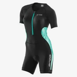 Orca - Womens Trisuit Core Short Sleeved Racesuit Black/Green